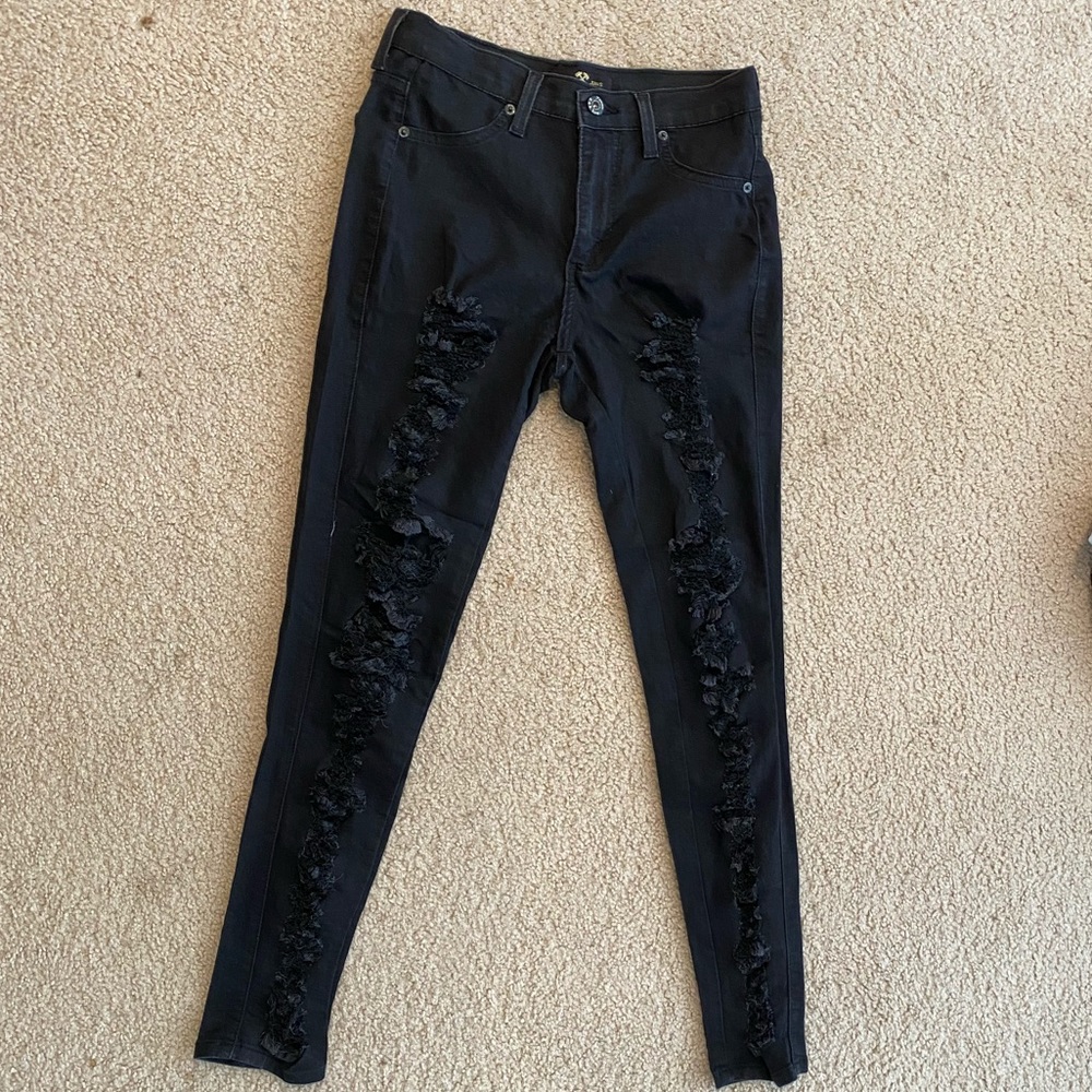 Black ripped jeans with stretch